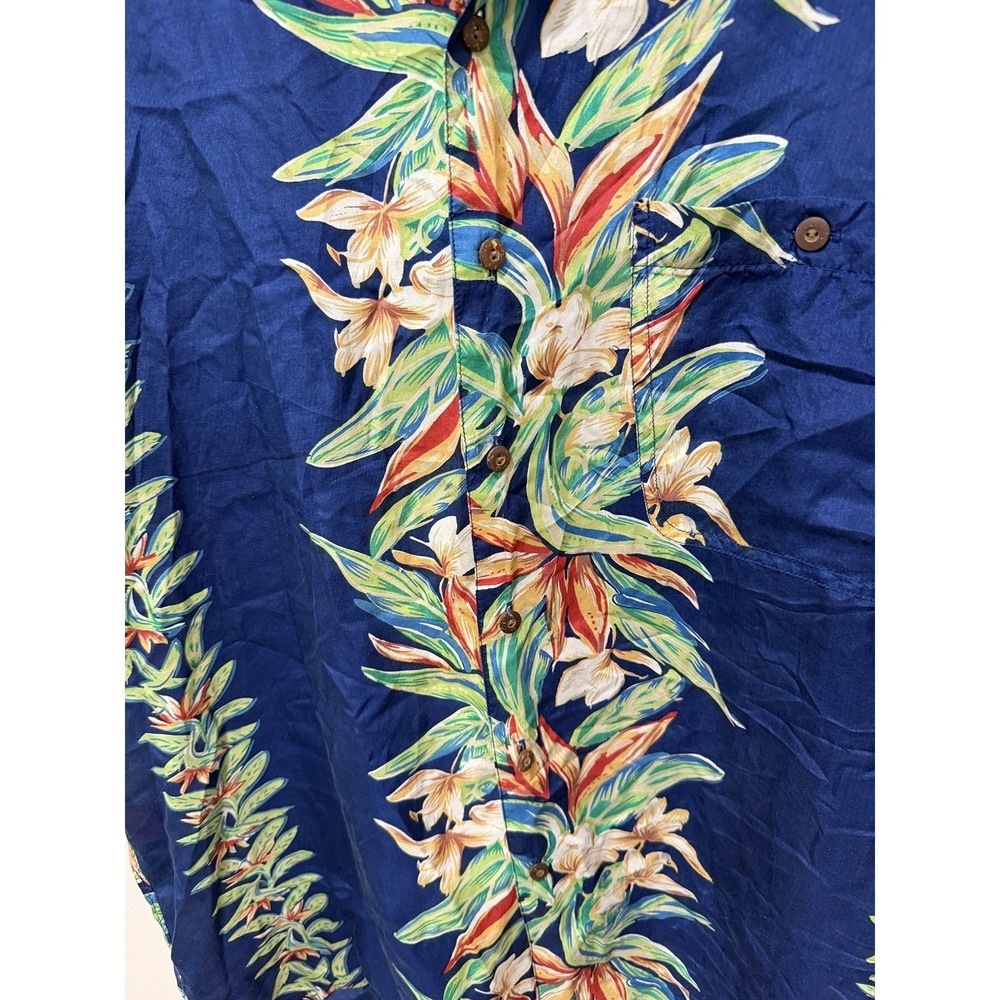 Silk Traders Hawaii‎ Sunrise Ent USA 100% Silk Button Up Shirt XL Wood Buttons - Picture 3 of 4